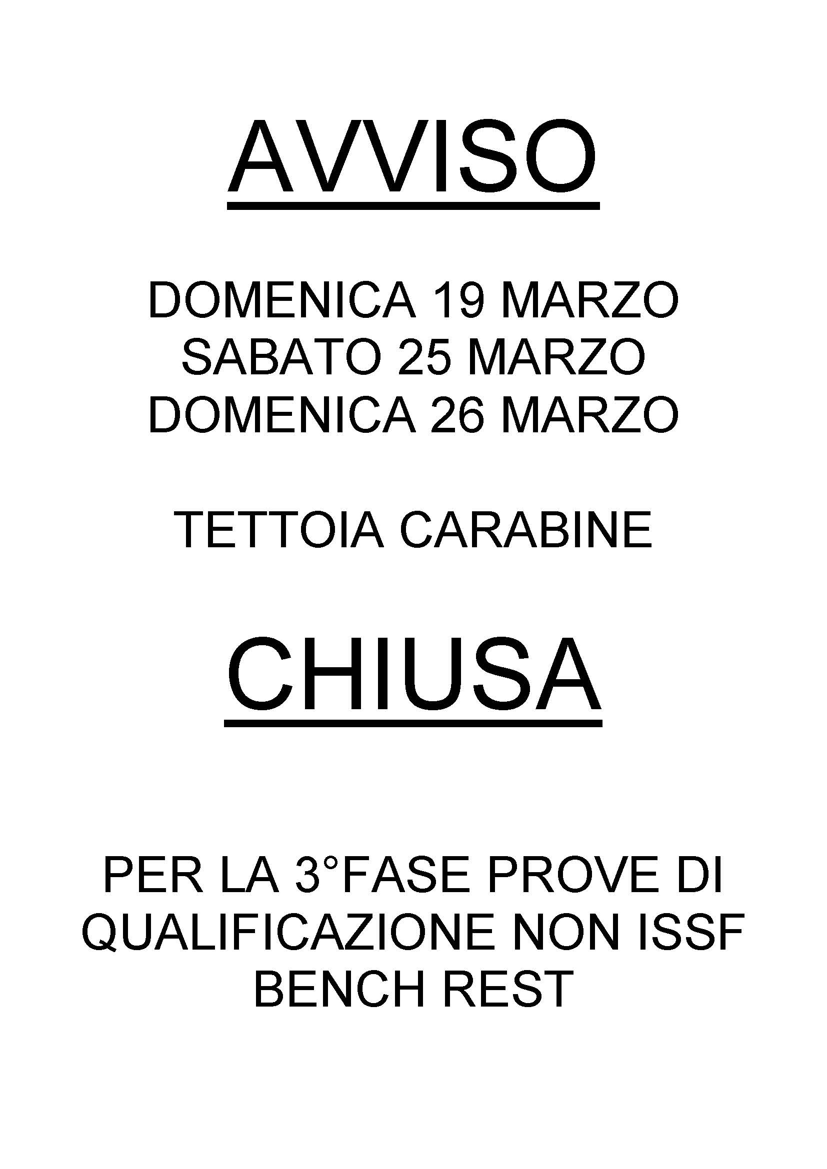 AVVISO chiusura linee